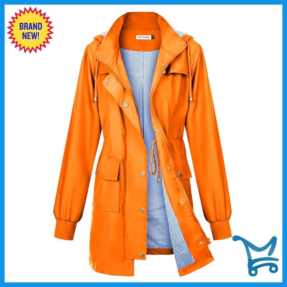 Waterproof Raincoat with Hood Lightweight Windbreaker Outdoor Jacket Women's